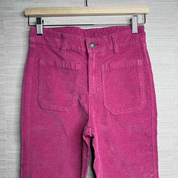 Free People corduroy pants flare high rise velvet cropped cotton 4 - Picture 3 of 8